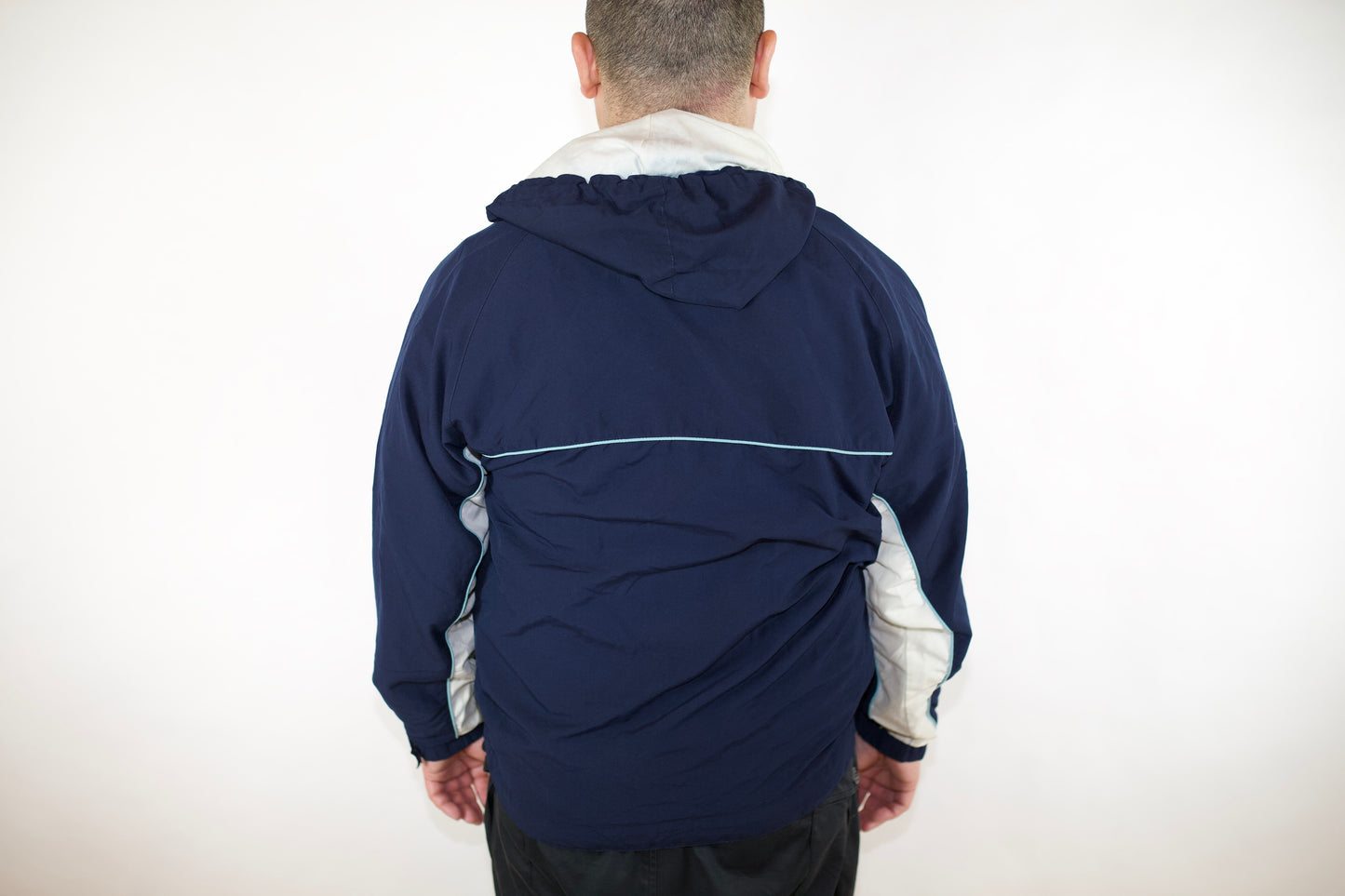 VINTAGE NAVY FRED PERRY SPRAY JACKET (L)