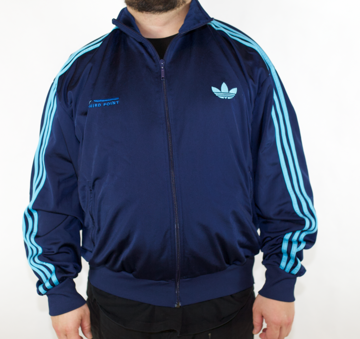 VINTAGE BLUE ADIDAS TREFOIL TRACK JACKET (2XL)
