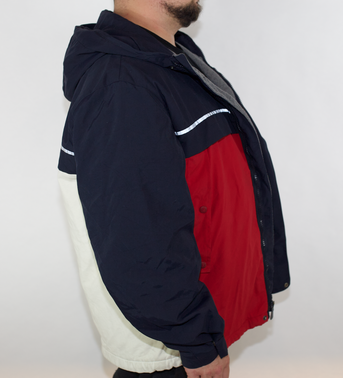 VINTAGE NAVY RED WHITE NAUTICA JACKET (XL)
