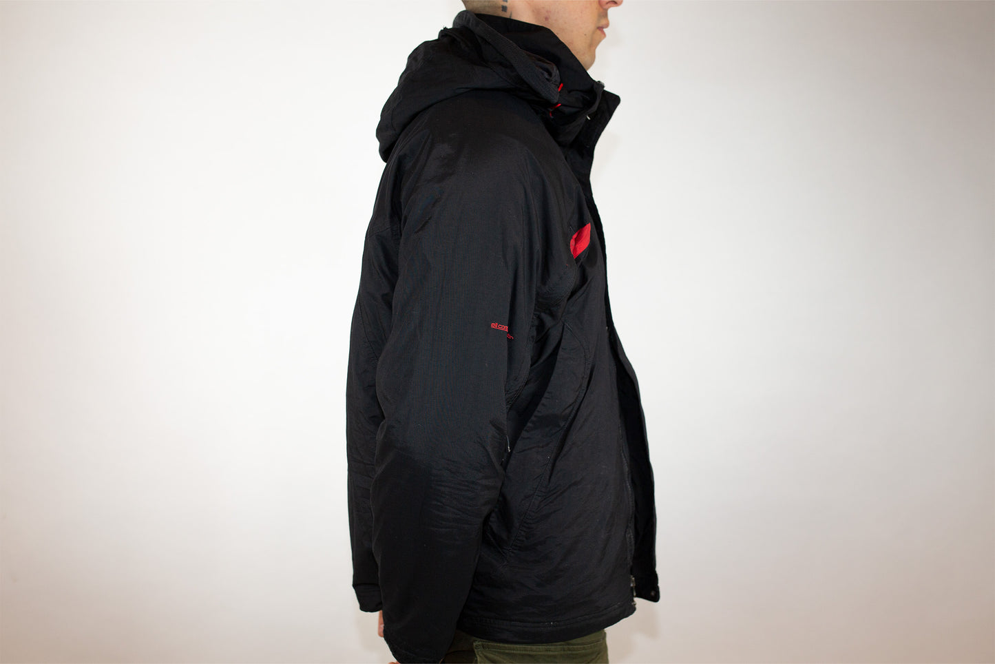 VINTAGE NIKE ACG Lungs BLACK RED SPRAY STORM FIT OUTER LAYER '3' JACKET (L)