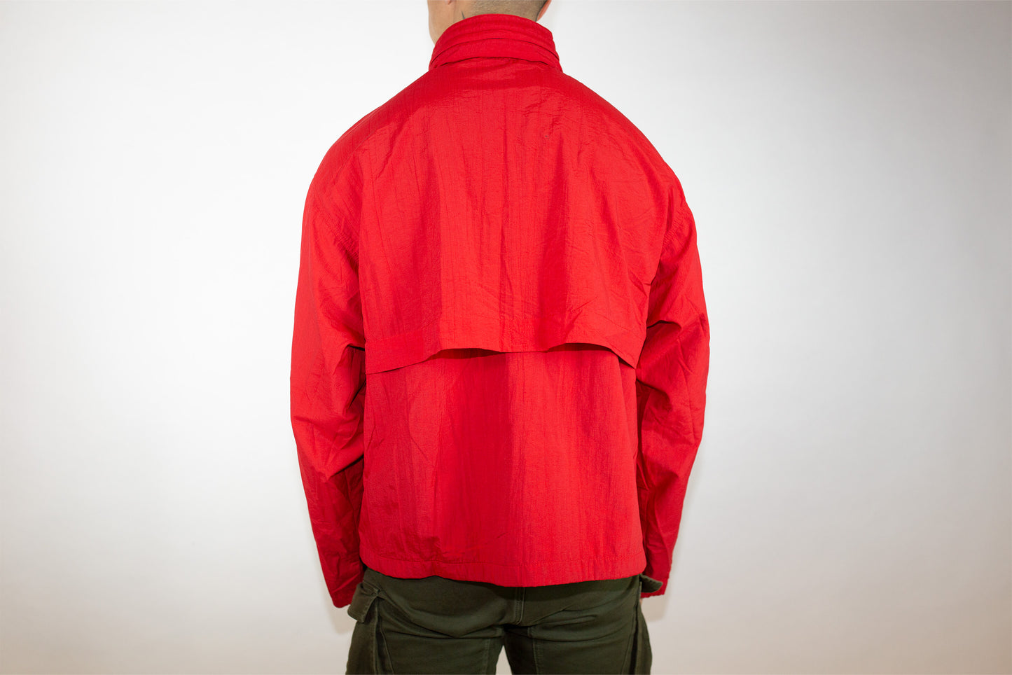 VINTAGE REEBOK 'THE SHARK' GREG NORMAN RED SPRAY GOLF JACKET (TAG MISSING M-L)