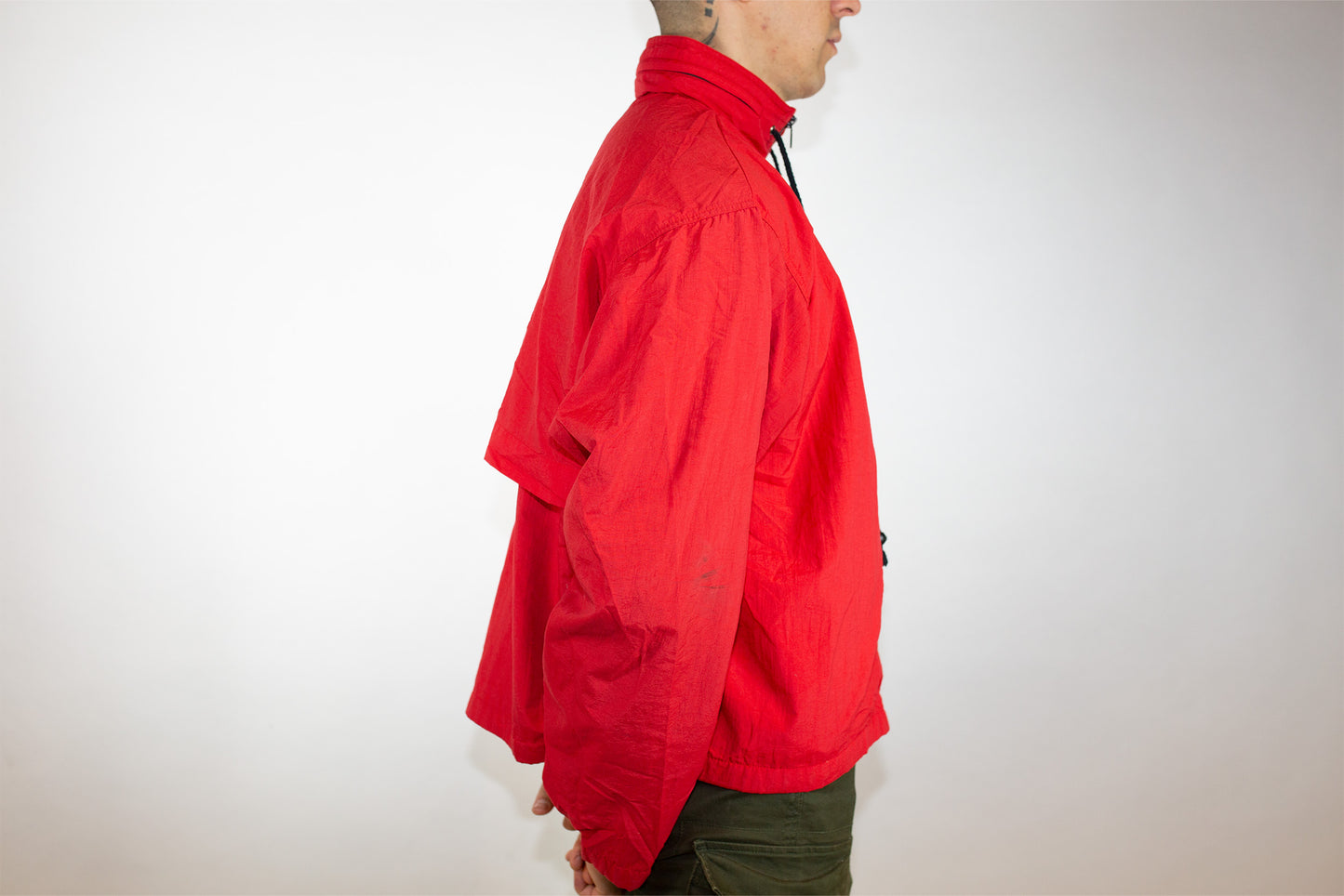 VINTAGE REEBOK 'THE SHARK' GREG NORMAN RED SPRAY GOLF JACKET (TAG MISSING M-L)