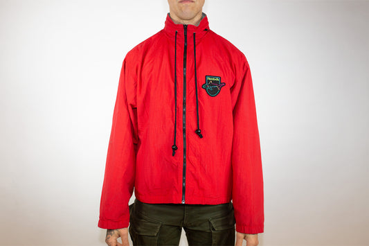VINTAGE REEBOK 'THE SHARK' GREG NORMAN RED SPRAY GOLF JACKET (TAG MISSING M-L)