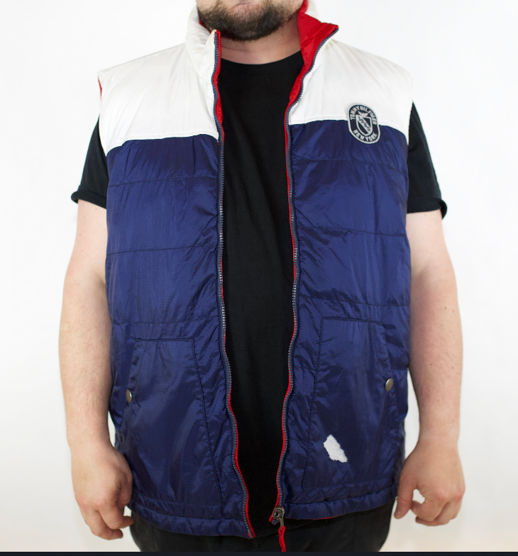 VINTAGE TOMMY HILFIGER REVERSIBLE RIPSTOP RED WHITE NAVY PUFFER VEST Cream Goods