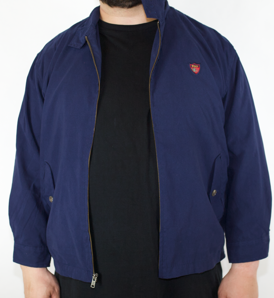 VINTAGE POLO GOLF BY RALPH LAUREN NAVY BOMBER JACKET (LL)