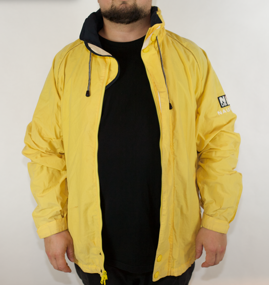 VINTAGE  NAUTICA YELLOW NAVY SPRAY JACKET (XL)