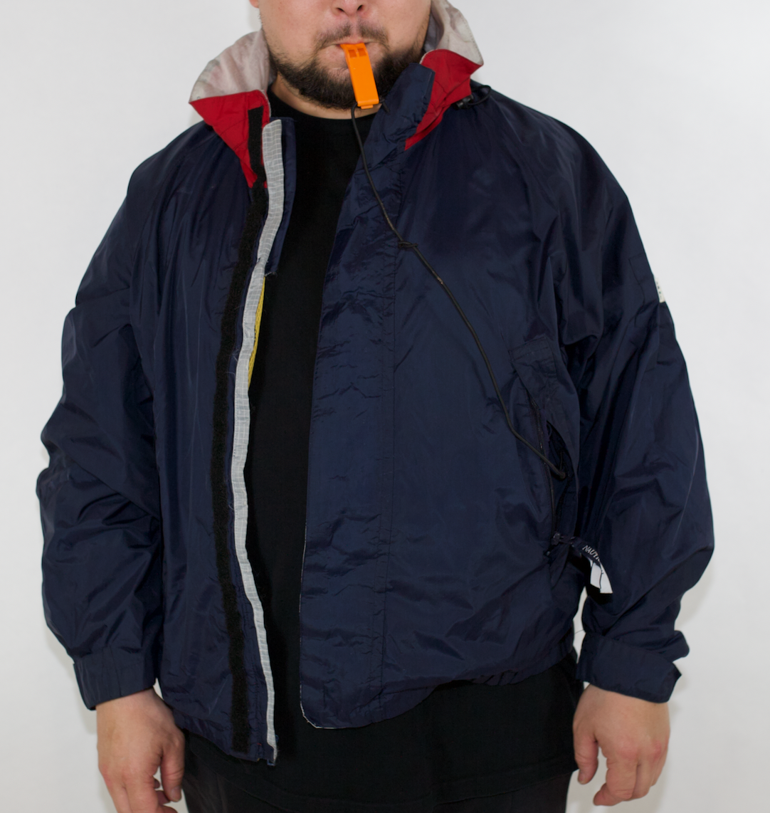 VINTAGE  NAUTICA NAVY RED SPRAY JACKET (M FITS L)