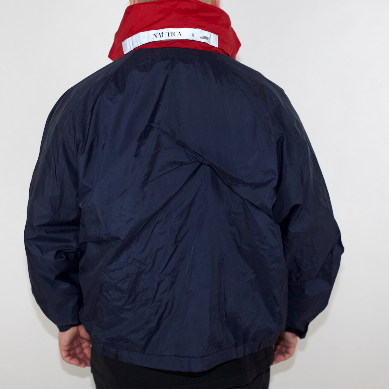 VINTAGE  NAUTICA NAVY RED SPRAY JACKET (M FITS L)