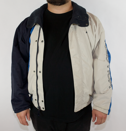 VINTAGE NAUTICA REVERSIBLE WHITE BLUE/ GREY JACKET (L)